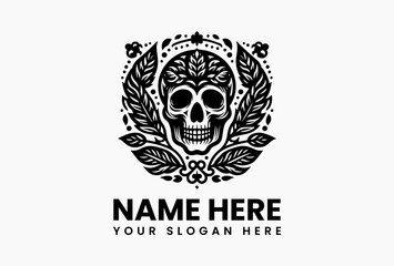 Bold Floral Skull Graphic. Festive Mexican Design