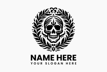 Bold Floral Skull Graphic. Festive Mexican Design