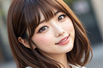 Naklejka premium 美しい若い女性のポートレート