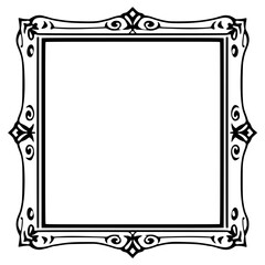 Elegant Vintage Frame with Floral Ornaments - Black & White Vector