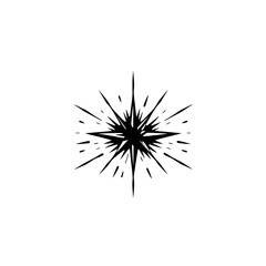 Obraz premium Black Burst Star on White Background, Minimalist Graphic