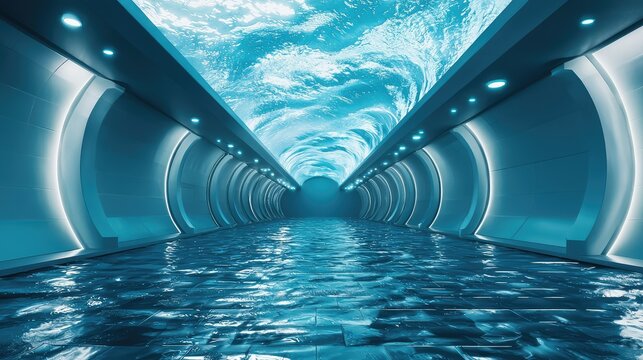 A futuristic lab where waves move in slow motion.