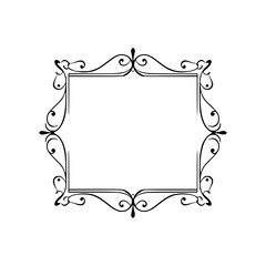 Elegant Black Ornate Frame, Decorative Vector, Isolated on White, Invitation Design