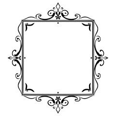 Elegant Ornate Frame, Black and White Vector, Vintage Style
