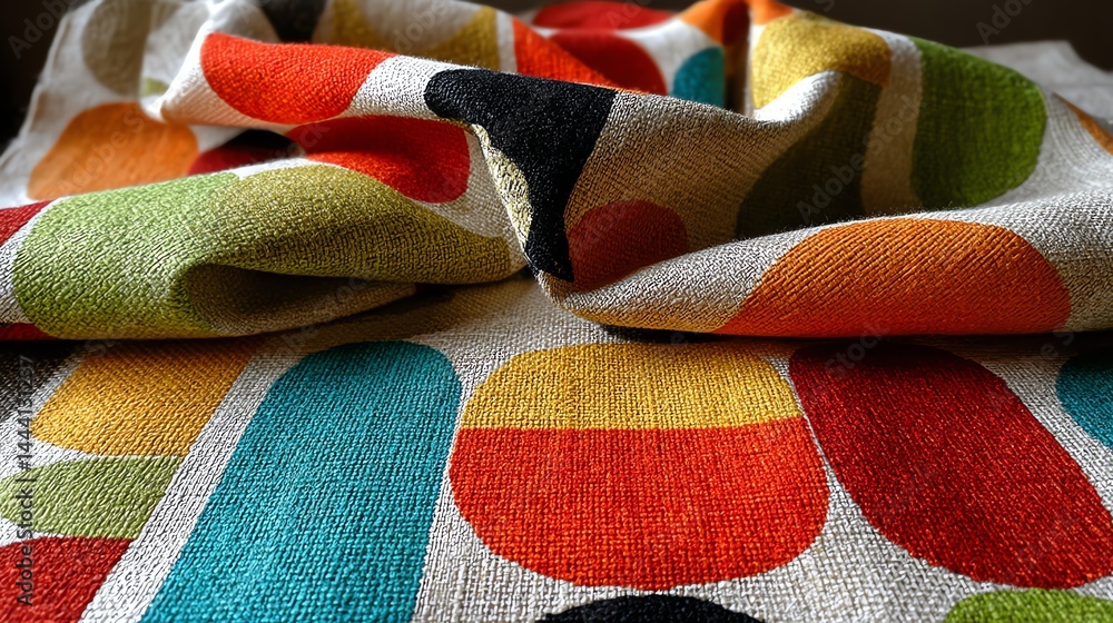 Poster abstract colorful fabric with geometric patterns for modern design and decor