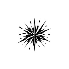 Fototapeta premium Black Burst Star Icon, Minimalist Design for Explosions & Energy