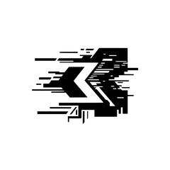 Abstract Glitch Arrow: Digital Data Flow on White, Minimalist Design