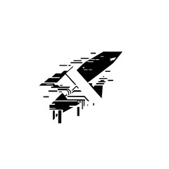 Abstract Geometric Rocket: Black & White Vector Design