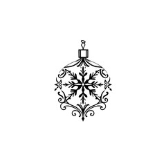 Fototapeta premium Minimalist Christmas Ornament Illustration: Black & White Design