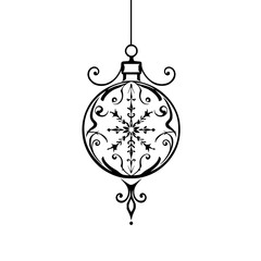 Fototapeta premium Elegant Black & White Christmas Ornament Vector, Snowflake Design