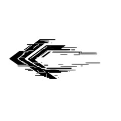 Geometric Arrow with Speed Lines on White, Modern Minimalist Design