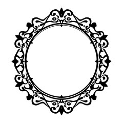 Black Ornate Circle Frame, Vintage, Ornamental Border Design