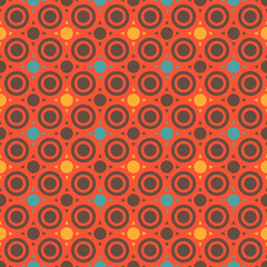 Repeating Geometric Circles in Retro Colors