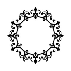 Elegant Circular Flourish Frame, Black and White Vector