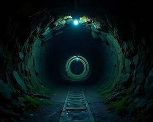 Tunnel with ancient train track