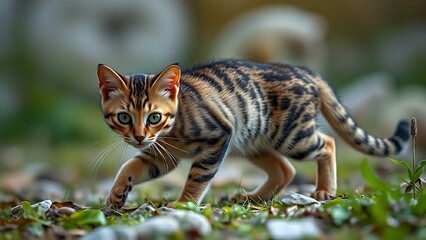 A Playful Cat Exploring Its Surroundings