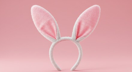 Bunny Ears Headband on Pink Background Holiday Celebration