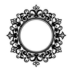 Elegant Circular Ornamental Frame in Black and White