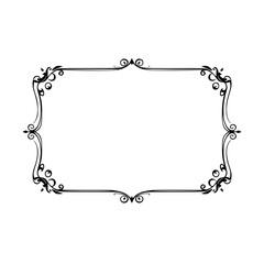 Elegant Black and White Flourish Frame on White Background
