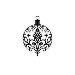 Fototapeta premium Elegant Black & White Christmas Ornament Vector, Swirl Pattern