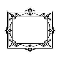 Elegant Ornate Black Frame on White Background