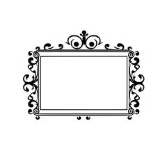 Elegant Vector Frame with Decorative Flourishes in Black and White