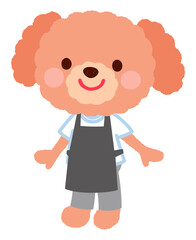 かわいいイヌのキャラクター　エプロン　スタッフ　店員