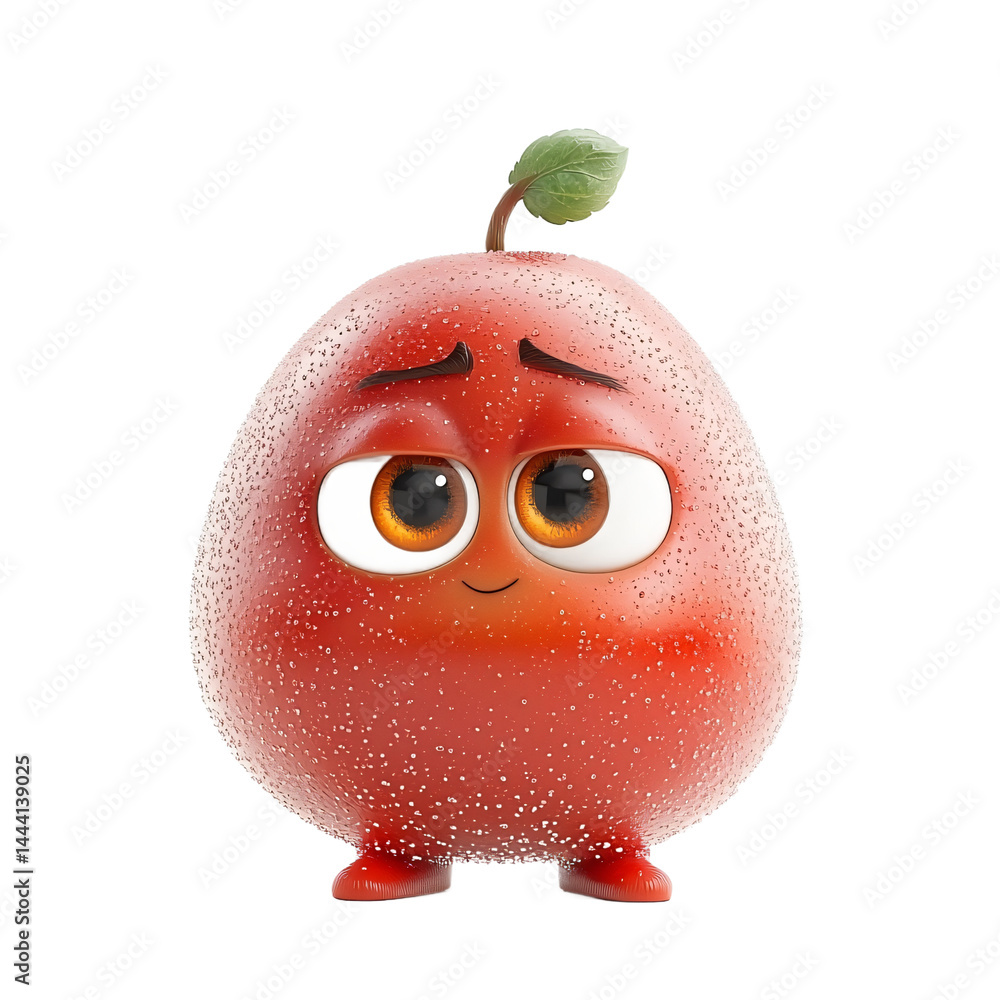 Poster digital rendering of a cheerful, animated -shaped character with large, expressive eyes. the charact