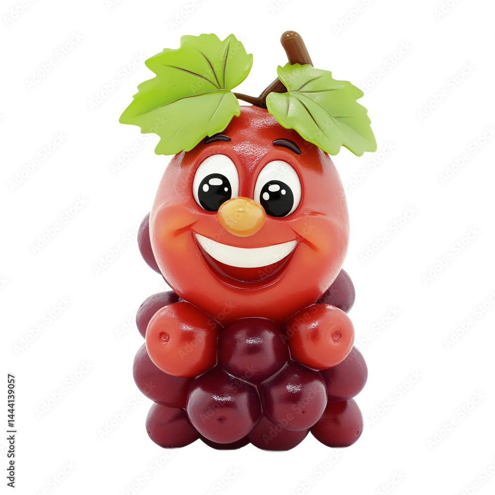 Poster digital rendering of a smiling grape character with vibrant colors, designed as a decorative piece.