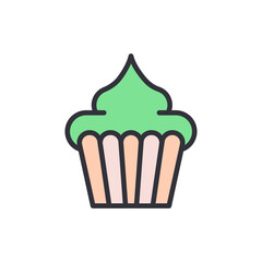 Cupcake colored icons, minimalist vector illustration ,simple transparent graphic element .Isolated on white background