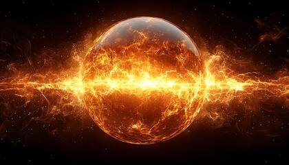 Obraz premium Fiery cosmic sphere energy burst