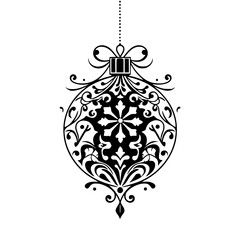 Fototapeta premium Elegant Black & White Christmas Ornament Vector, Ornate Design