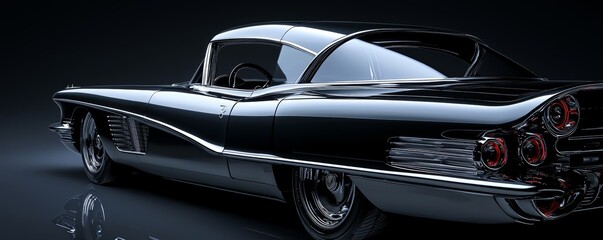 Naklejka premium Vintage black car with sleek design, showcasing timeless elegance and craftsmanship.