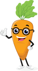Carrot Cartoon Character, Suitable for children's books, sticker, and mascot isolated on white backgrounds