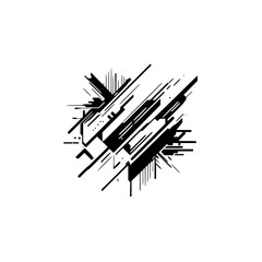 Abstract Tech Lines Graphic, Black and White, Minimalist Design