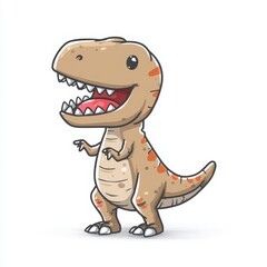 Fototapeta premium Cute cartoon dinosaur character with friendly expression and vibrant colors in playful pose