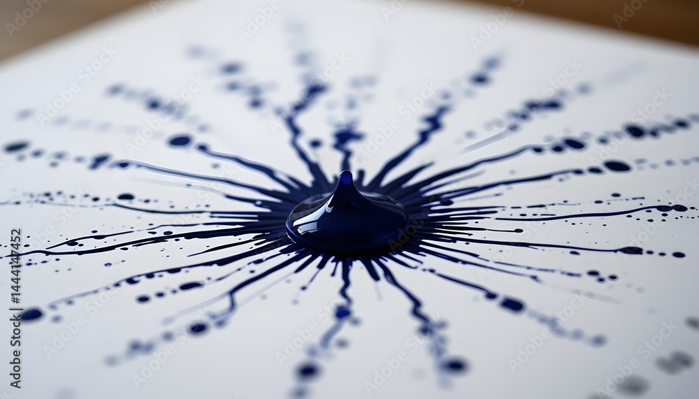 Aufkleber ink drop magnified showing capillary action on textured paper, a beautiful close up image for scienc