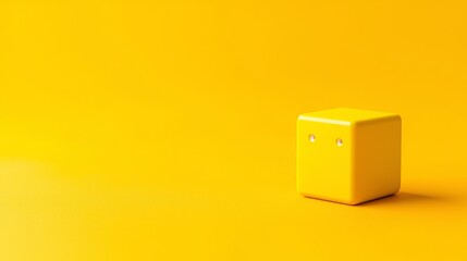 Obraz premium A playful yellow cube with eyes against a vibrant yellow background.