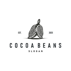 simple cocoa bean logo plant design symbol retro vintage concept of cocoa garden as an illustration of a business or product brand template