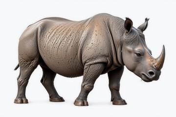 Obraz premium Detailed 3D Rendering of a Rhinoceros on a Plain Background