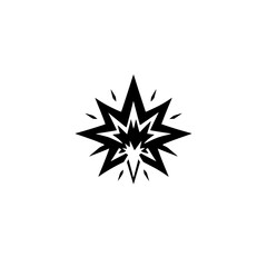 Black & White Explosion Icon, Geometric Design, Minimalist Style