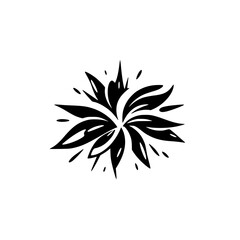 Abstract Black Flower Logo, Modern Minimalist Design Element