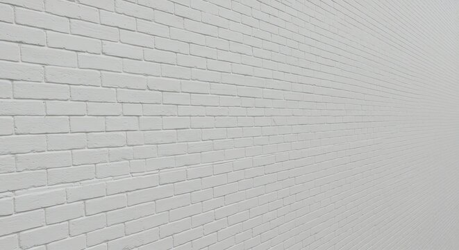 Fototapeta White Brick Wall Perspective Texture Background for Architecture and Design