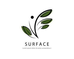 Creative plant leaves illustration forming a human shape for eco branding