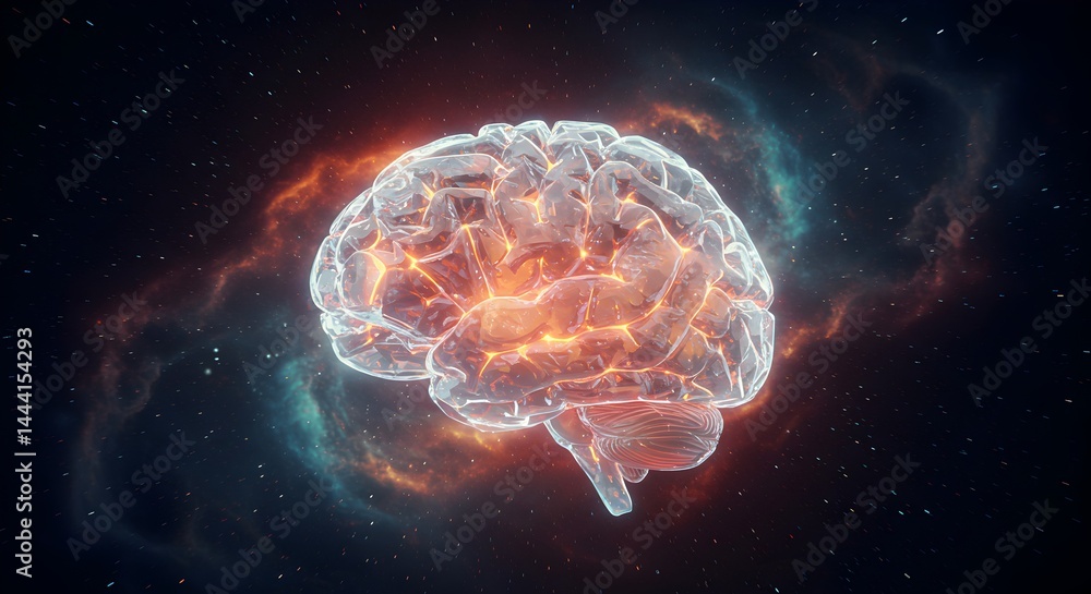 Poster Luminous Brain A Cosmic Visualization of Neural Networks and Consciousness