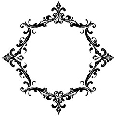 Elegant Black Flourish Frame on White Background