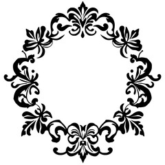 Elegant Floral Frame, Black and White, Decorative Design Element