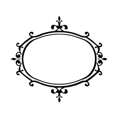 Elegant Black Oval Frame on White Background