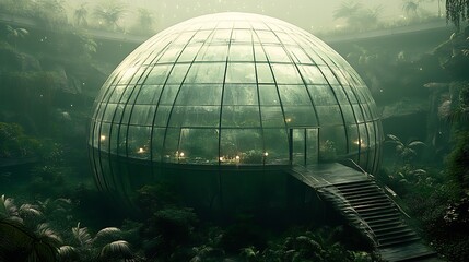 Obraz premium Submerged spherical glass structure