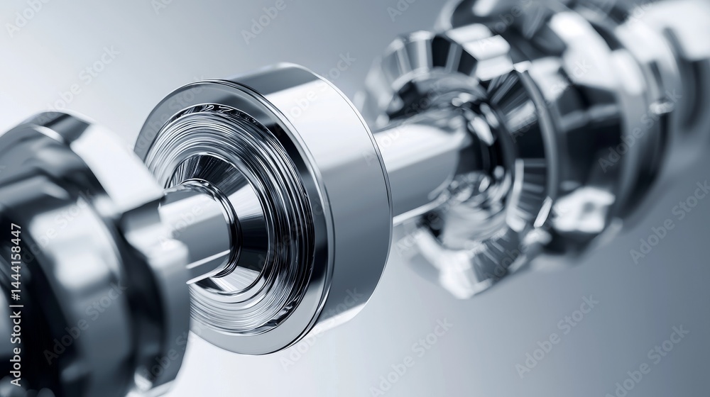 Aufkleber close-up image of a shiny metallic part showcasing precision engineering.